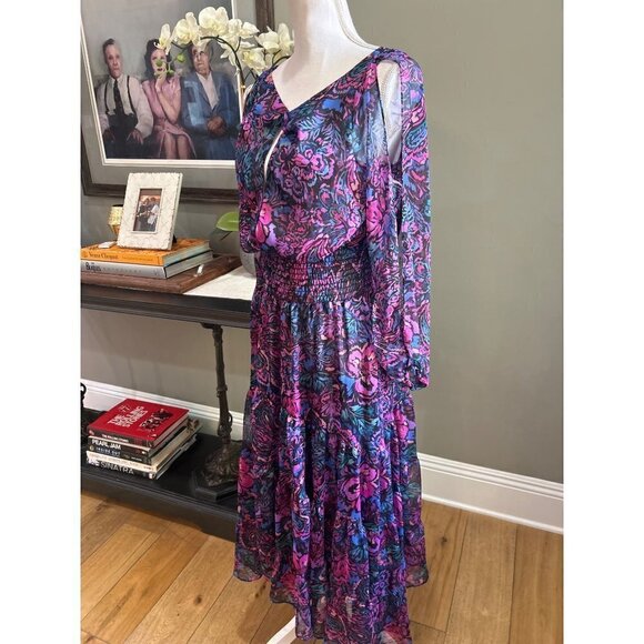 Misa Los Angeles Jessica Floral Print Dress Purple Womens Size XS - Picture 9 of 13